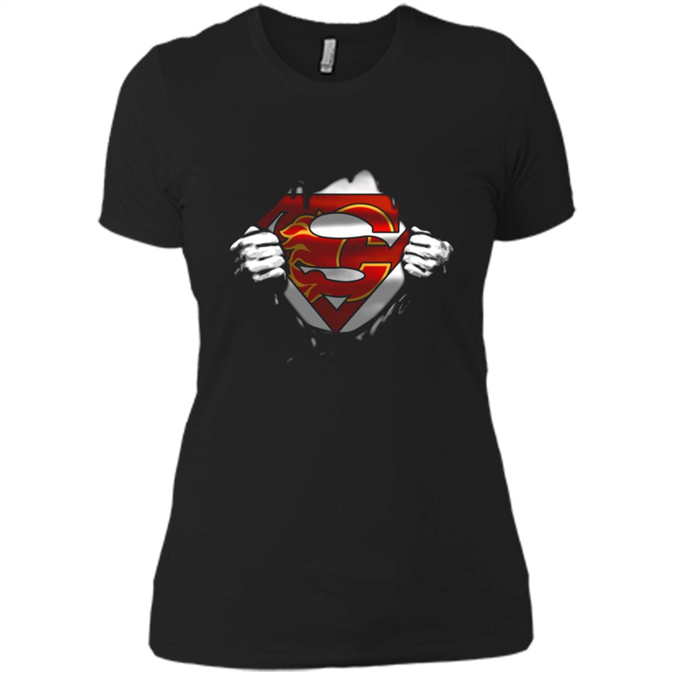 Calgary Flames And Superman Fans - Ladies' Boyfriend T-Shirt