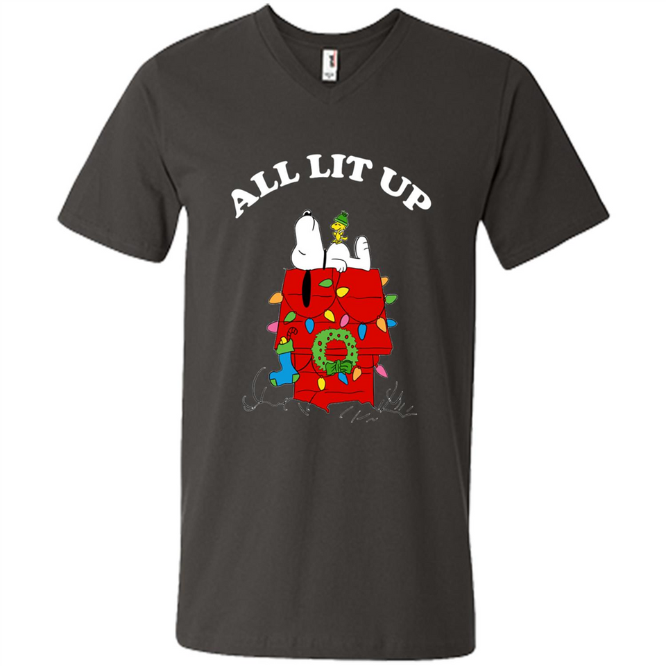 Peanuts By Schulz Snoopy Young Men_s Christmas SweatShirt - Men's V-Neck
