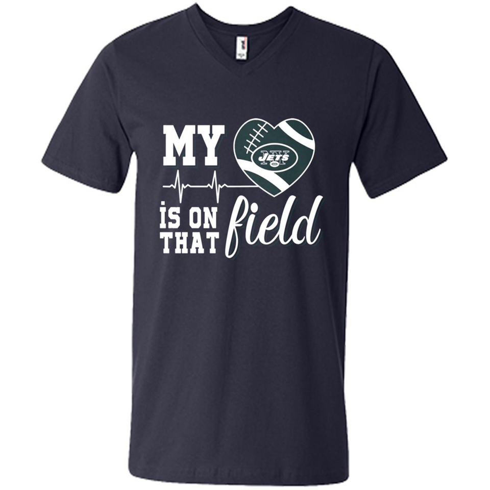 New York Jets Football My Heart is on that Field - Men's V-Neck