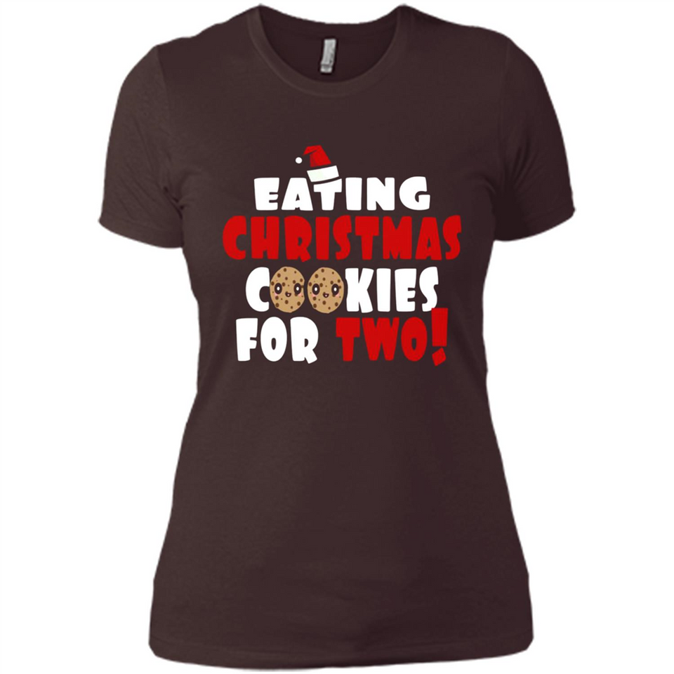 Womens Funny Eating Christmas Cookies For Two Pregnancy - Ladies' Boyfriend T-Shirt