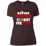 Womens Funny Eating Christmas Cookies For Two Pregnancy - Ladies' Boyfriend T-Shirt