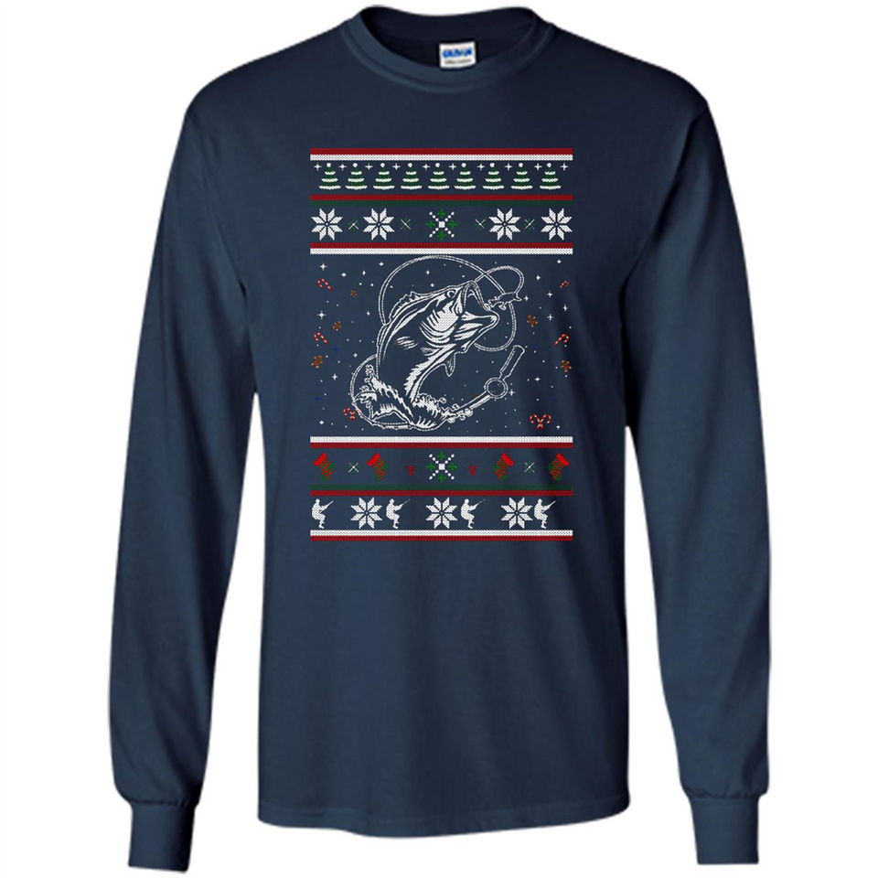 Christmas Ugly Sweater Fishing Ugly Christmas Sweater - Long Sleeve T-Shirt