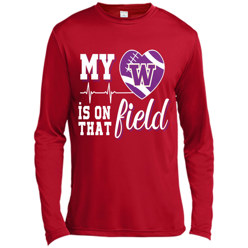Washington Huskies Football My Heart is on that Field - Canvas Long Sleeve T-Shirt