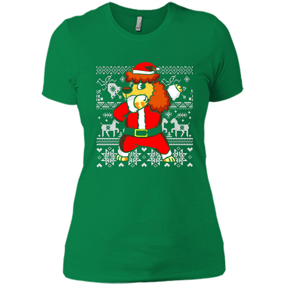 Dabbing Poodle Santa Christmas Holiday Sweatshirt - Ladies' Boyfriend T-Shirt