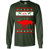 Dinosaur and Santa Clause Ugly Christmas Sweater - Long Sleeve T-Shirt