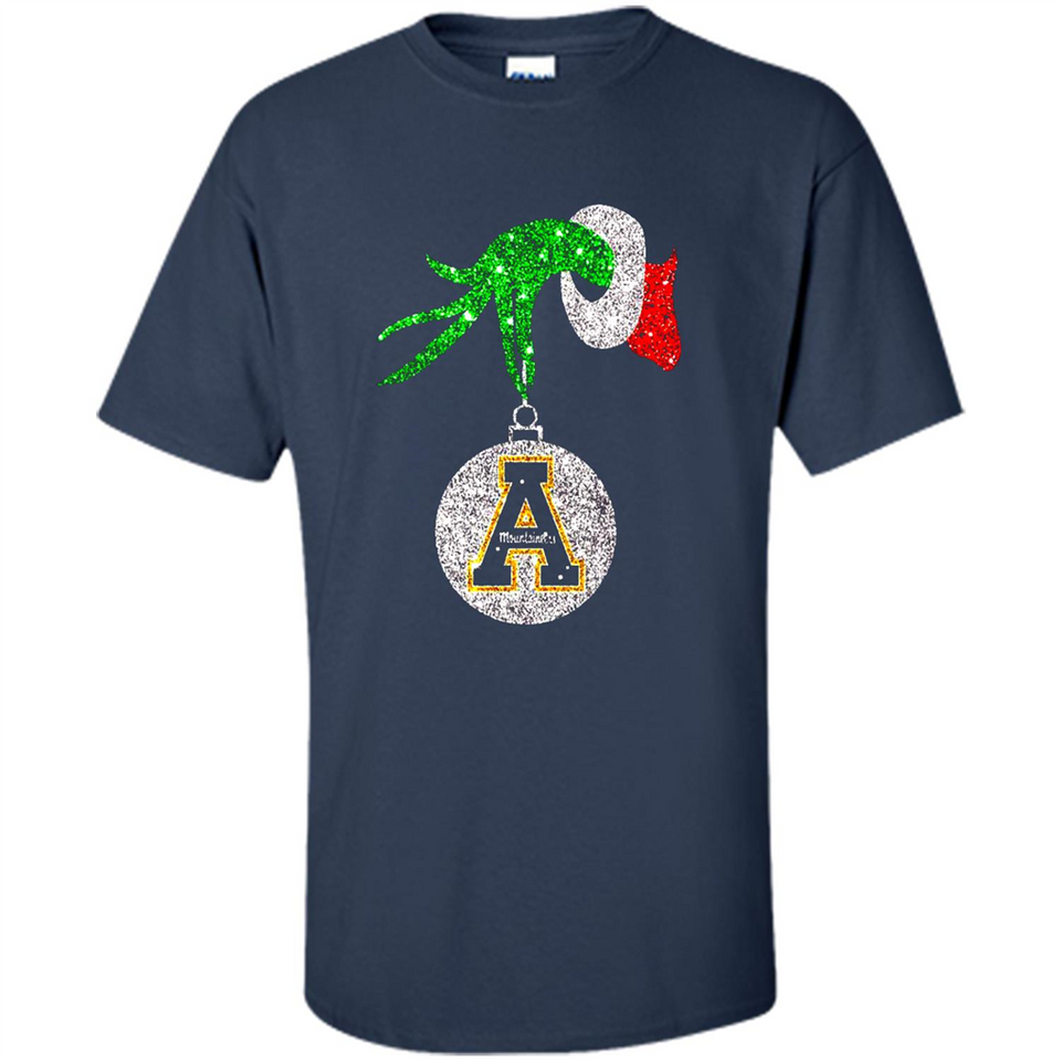 Funny Appalachian State Mountaineers Glitter Grinch Monogram Ornament Christmá - Shirt