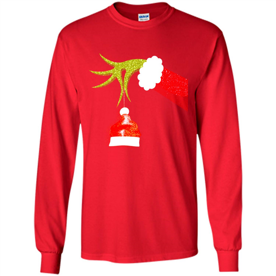 Funny Grinch Hand Holding Santa Hat Ornament Christmas PING PONG