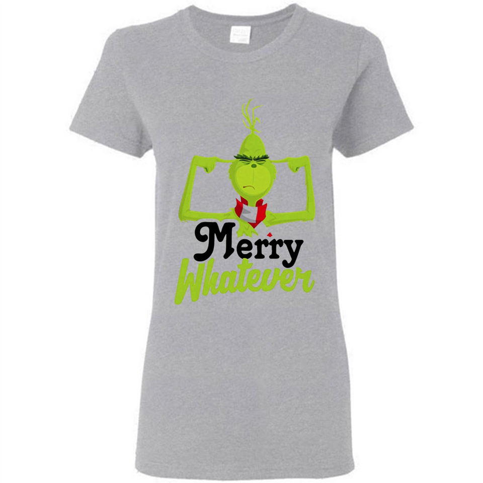 Grinch Merry Whatever Funny Christmas Sporty - Ladies Short-Sleeve