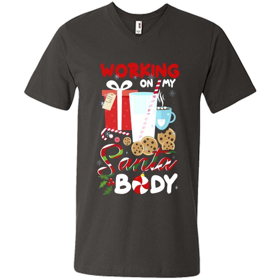 Working On My Santa Body Funny Christmas Gift Sleeve Xmas - Men's V-Neck