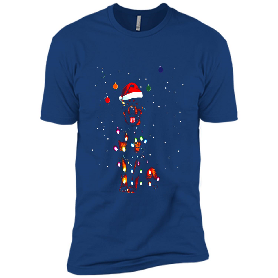 Rottweiler Santa Lights Christmas Dog Xmas Sweatshirt - Premium Short Sleeve T-Shirt