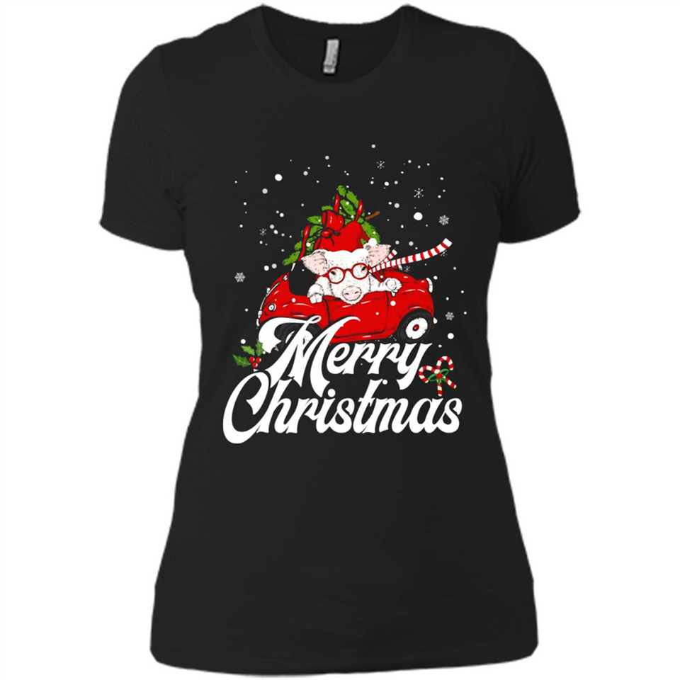 Merry Christmas Pig s - Ladies' Boyfriend T-Shirt