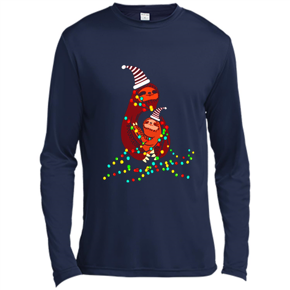 Christmas Lights Sloth Long Sleeve Santa Sloth - Canvas Long Sleeve T-Shirt