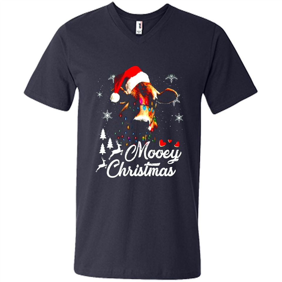 Mooey Christmas Cow Santa Christmas Lover Lights Sweatshirt - Men's V-Neck