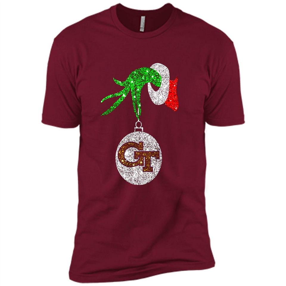 Fantastic Georgia Tech Yellow Jackets Glitter Grinch Monogram Ornament Christmas - Premium Short Sleeve T-Shirt