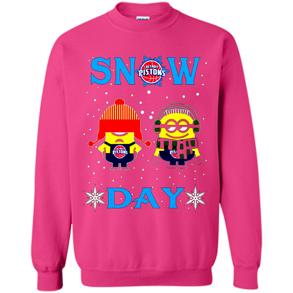 Snow Day Shirt For Detroit Pistons Vs Minion Fans pingpong