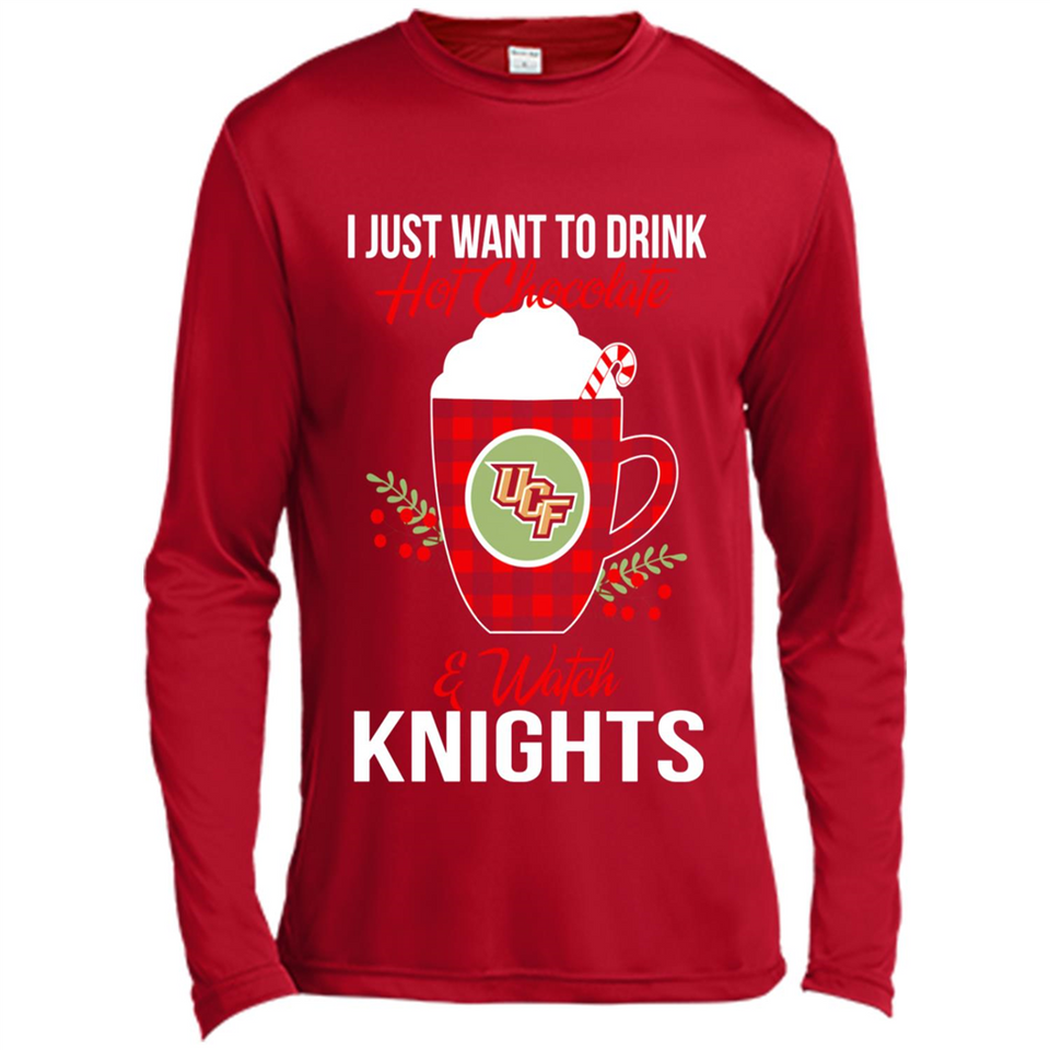 I Just Want To Drink Hot Chocolate & Watch UCF Knights Ugly Christmas Sweater PINGPONG
