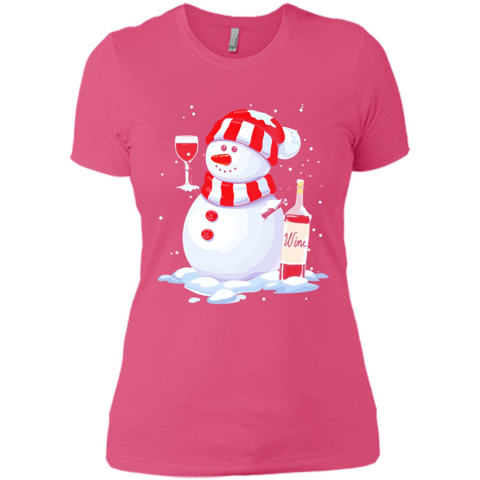 Cute Snowman drink Red Wine Christmas - Ladies' Boyfriend T-Shirt