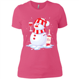Cute Snowman drink Red Wine Christmas - Ladies' Boyfriend T-Shirt
