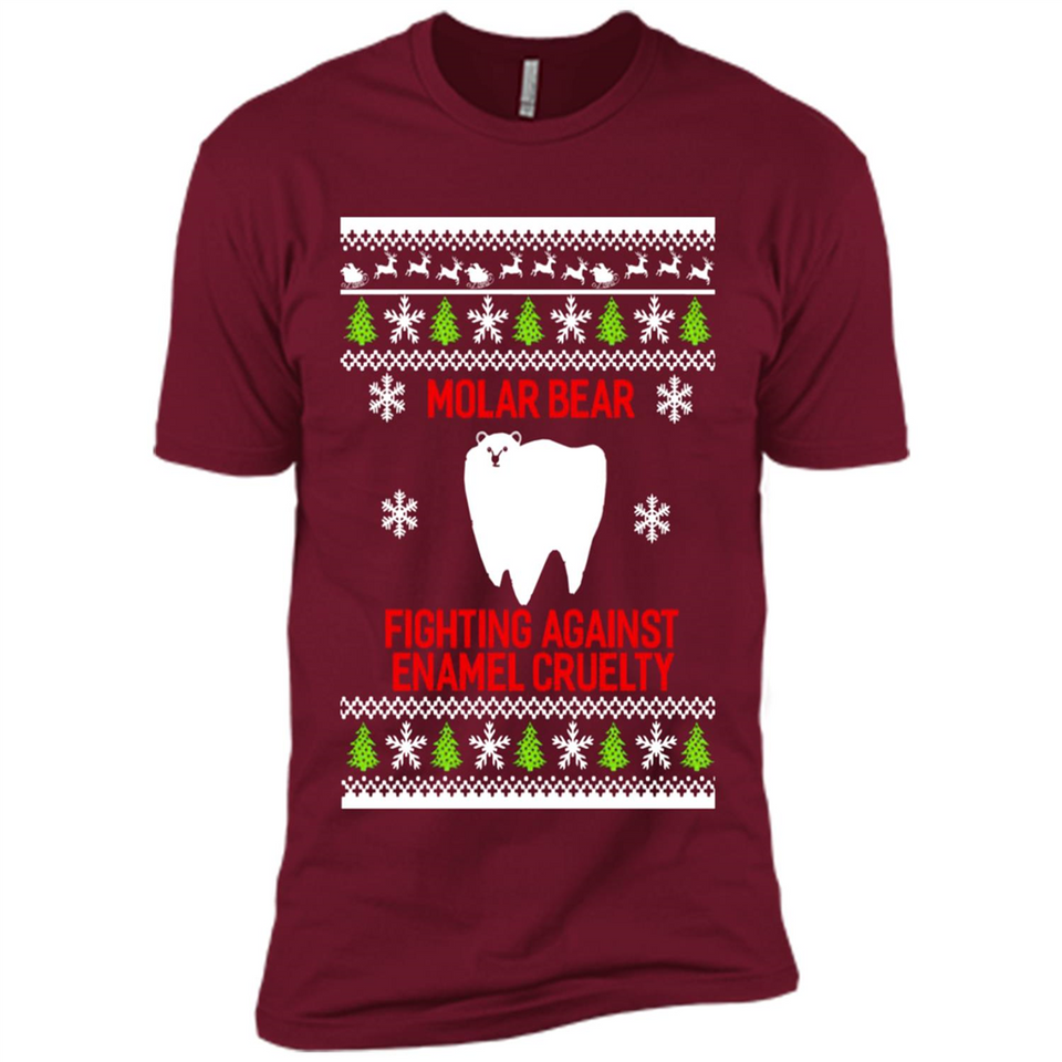 Molar bear fighting against enamel cruelty Christmas - Premium Short Sleeve T-Shirt