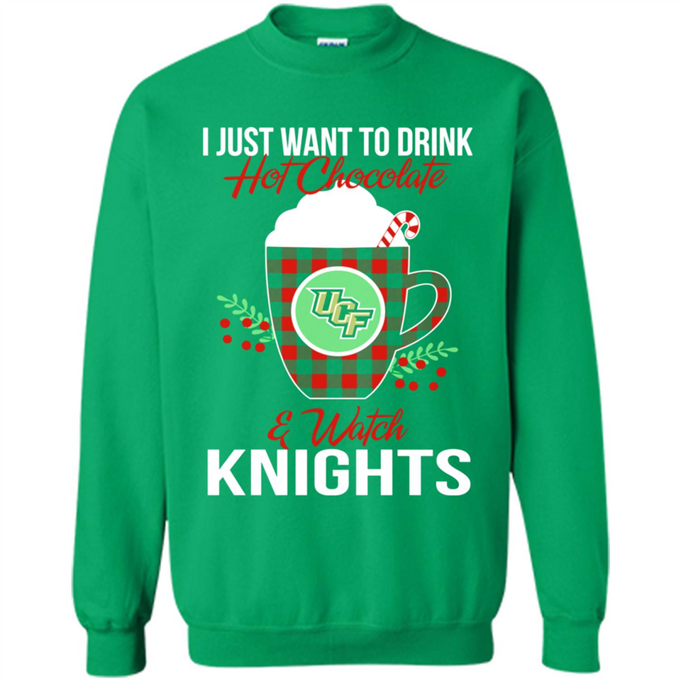I Just Want To Drink Hot Chocolate & Watch UCF Knights Ugly Christmas Sweater PINGPONG