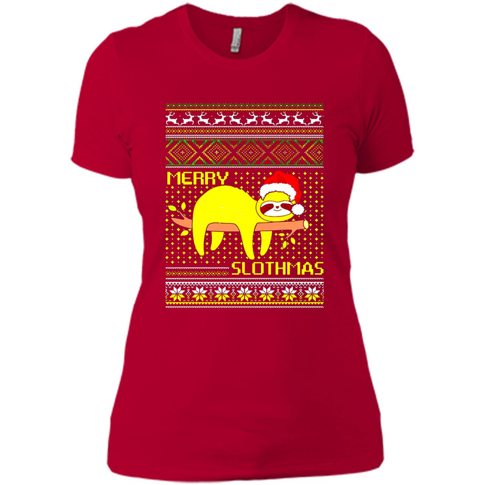 Merry Slothmas Sloth Christmas Sweater PINGPONG - Ladies' Boyfriend T-Shirt