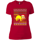 Merry Slothmas Sloth Christmas Sweater PINGPONG - Ladies' Boyfriend T-Shirt
