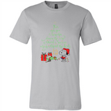 Snoopy Merry Christmas with Christmas tree T-Shirt - Canvas Unisex T-Shirt