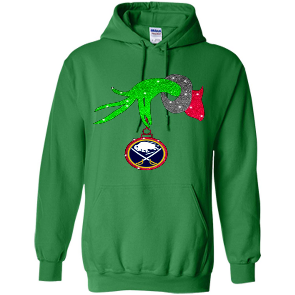 GRINCH HAND HOLDING BUFFALO SABRES GLITTER CHRISTMAS PINGPONG