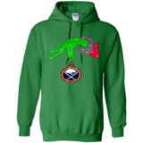 GRINCH HAND HOLDING BUFFALO SABRES GLITTER CHRISTMAS PINGPONG