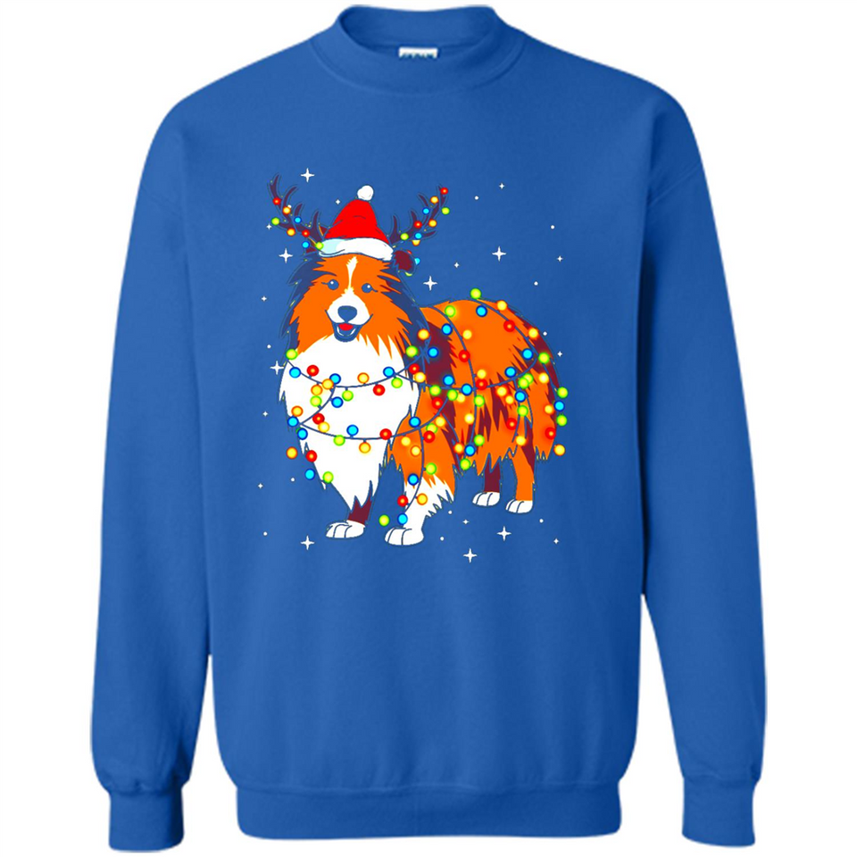 Christmas Lights Shetland Sheepdog Wearing Santa Hat Funny Xmas Mug - Sweatshirt