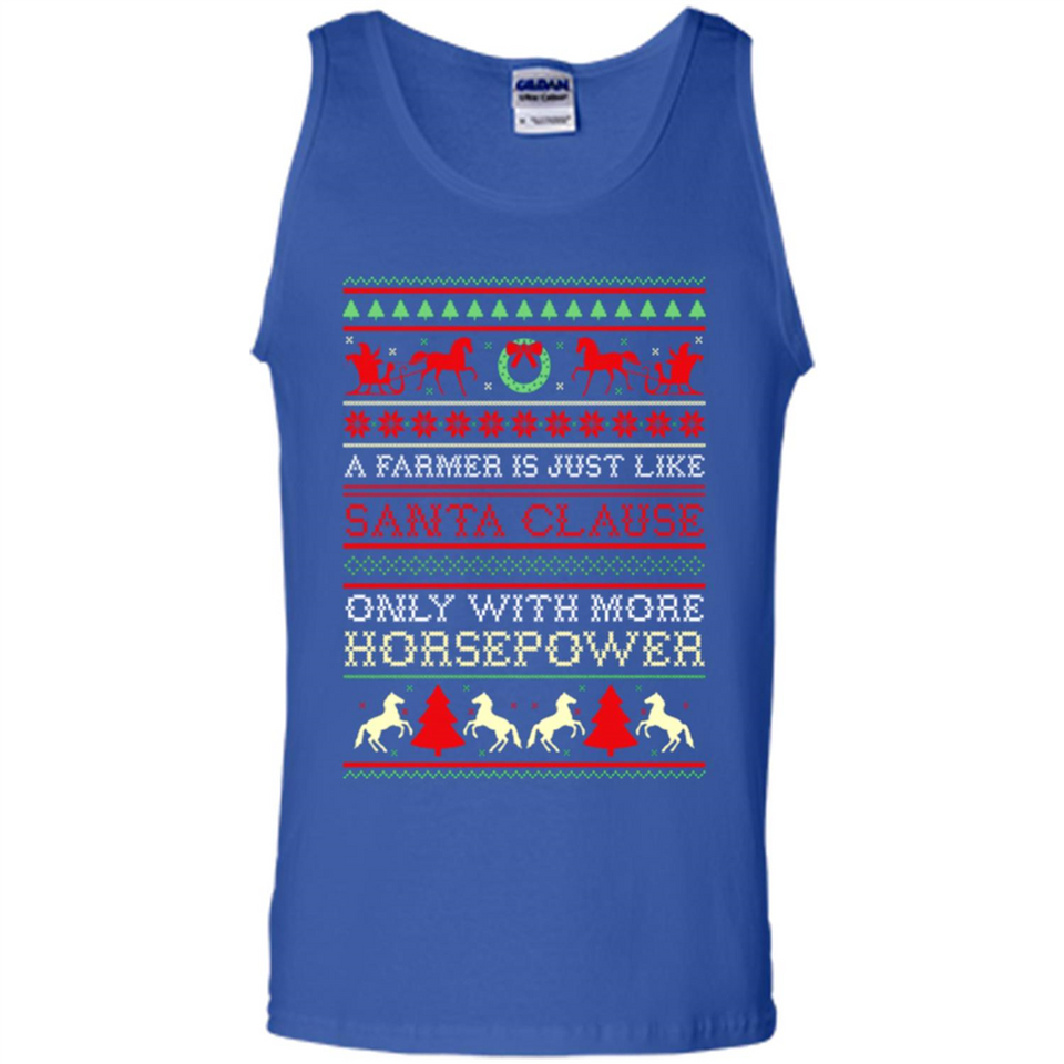 Funny Farmers Gift Ugly Santa Claus Horsepower - Tank Top
