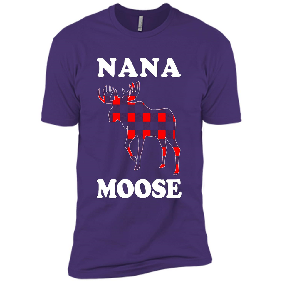 Nana Moose Funny Christmas Plaid Buffalo T-Shirt - Premium Short Sleeve T-Shirt