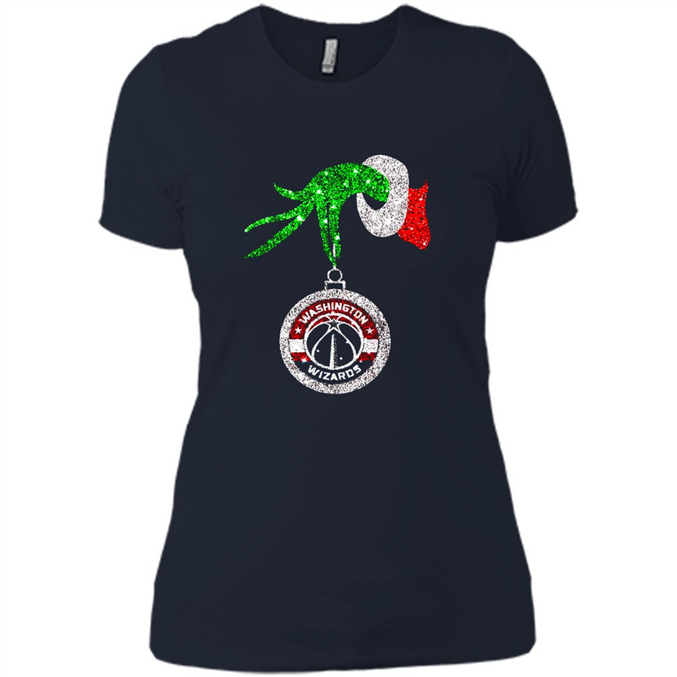 Funny Washington Wizards Glitter Grinch Monogram Ornament Christmas - Ladies' Boyfriend T-Shirt