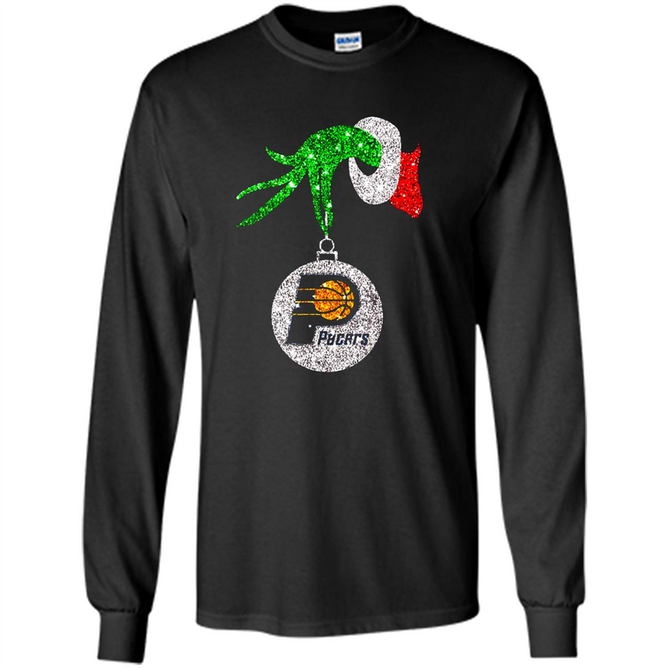 Amazing tee Indiana Pacers Glitter Grinch Monogram Ornament Christmas Gift - Long Sleeve T-Shirt