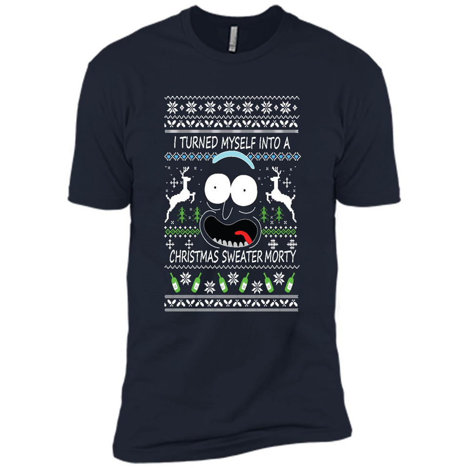 RICK AND MORTY-I TURNED MYSELF INTO A CHRISTMAS SWEATER MORTY UGLY XMAS SWEATER