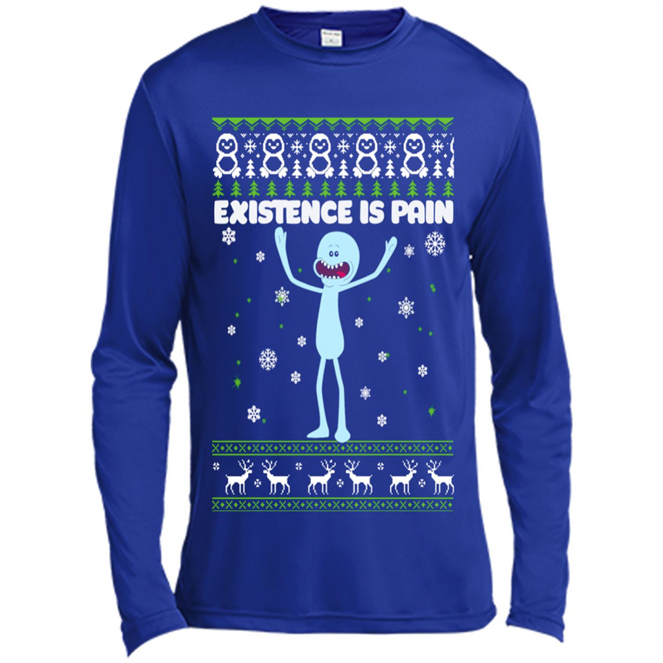 Mr Meeseeks Xistence Is Pain Ugly Christmas - Canvas Long Sleeve T-Shirt