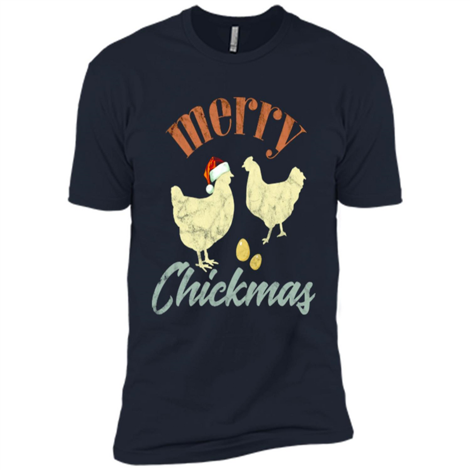 Christmas Chicken Vintage Shirt Funny Santa Hen Farmer Lover - Premium Short Sleeve T-Shirt