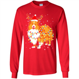 Christmas Lights Shetland Sheepdog Wearing Santa Hat Funny Xmas - Long Sleeve T-Shirt