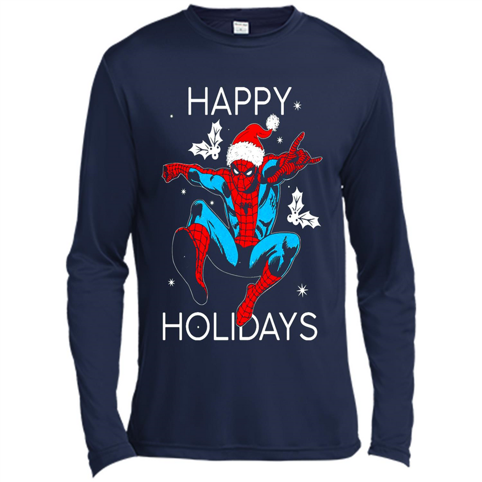 Marvel Spider Man Happy Holidays Santa Christmas Mug PINGPONG - Canvas Long Sleeve T-Shirt
