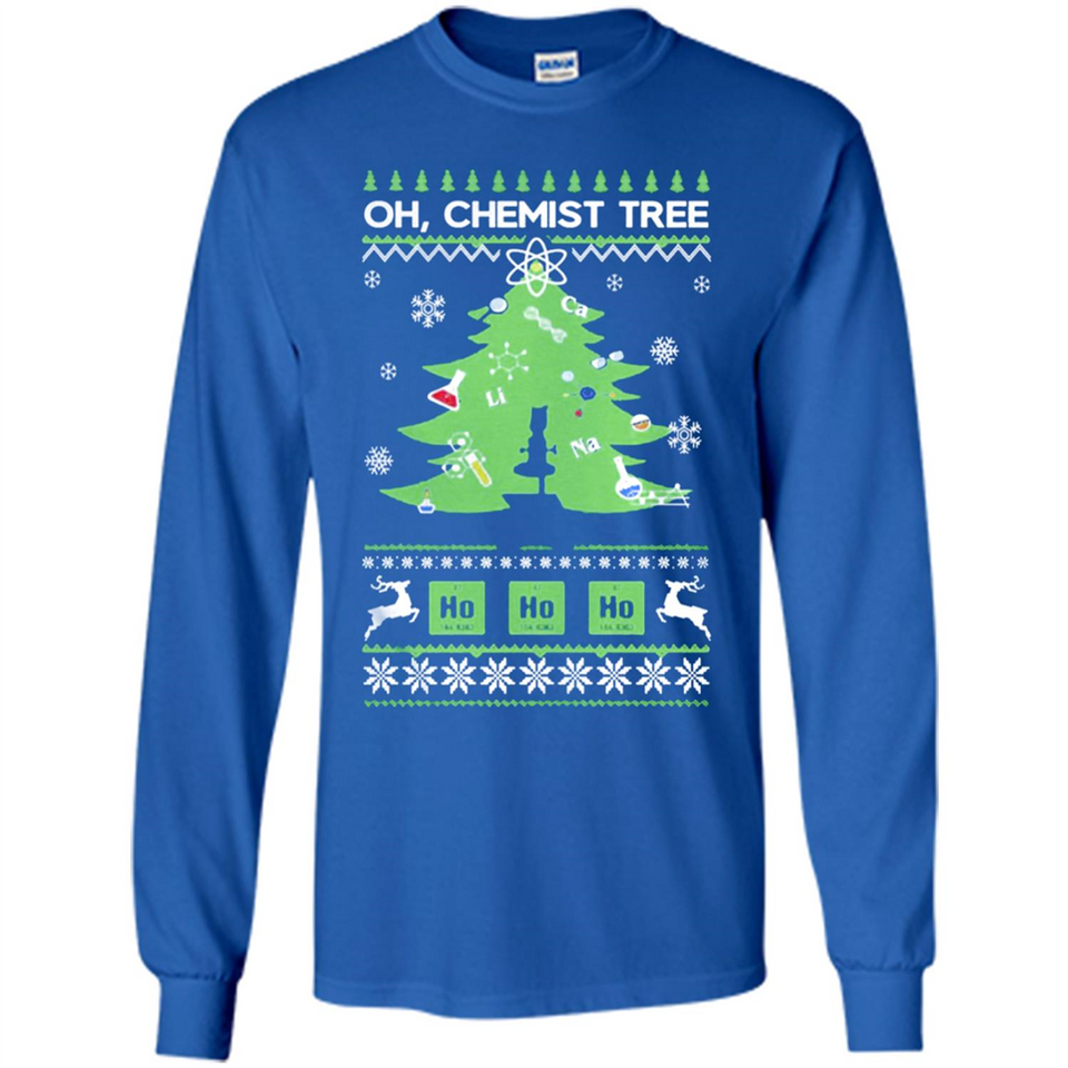 Oh Chemist Tree Ugly Christmas Sweater - Long Sleeve T-Shirt