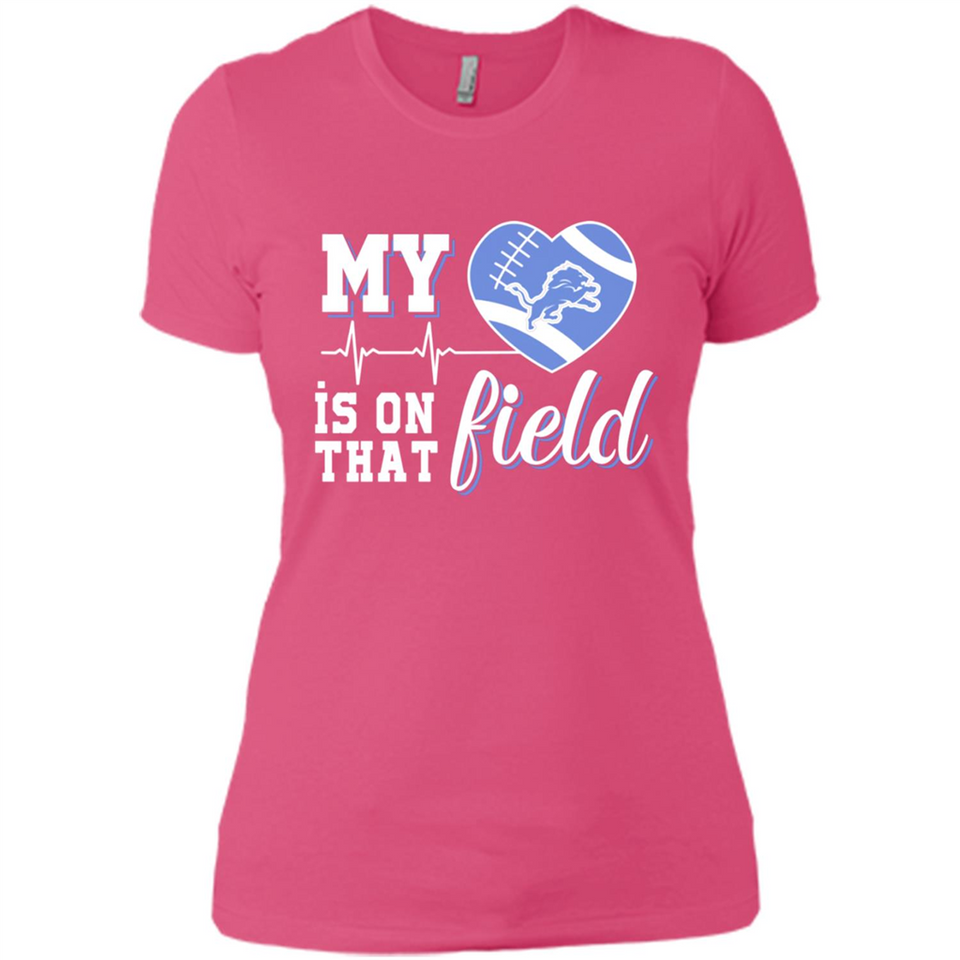Detroit Lions Football My Heart is on that Field - Ladies' Boyfriend T-Shirt