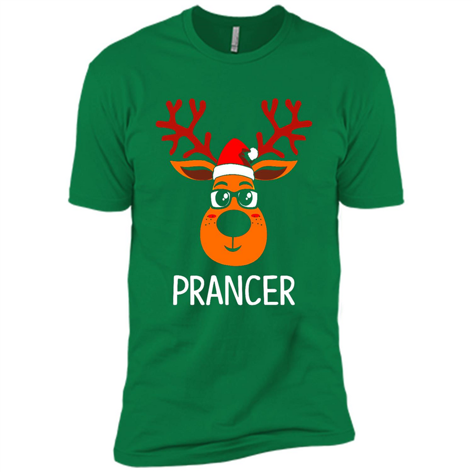 Prancer Reindeer Santa Claus Funny Xmas Holiday T-Shirt - Premium Short Sleeve T-Shirt