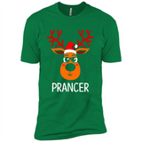 Prancer Reindeer Santa Claus Funny Xmas Holiday T-Shirt - Premium Short Sleeve T-Shirt