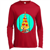 Funny Pizza Ugly Christmas Sweater Xmas Pizza Tree - Canvas Long Sleeve T-Shirt