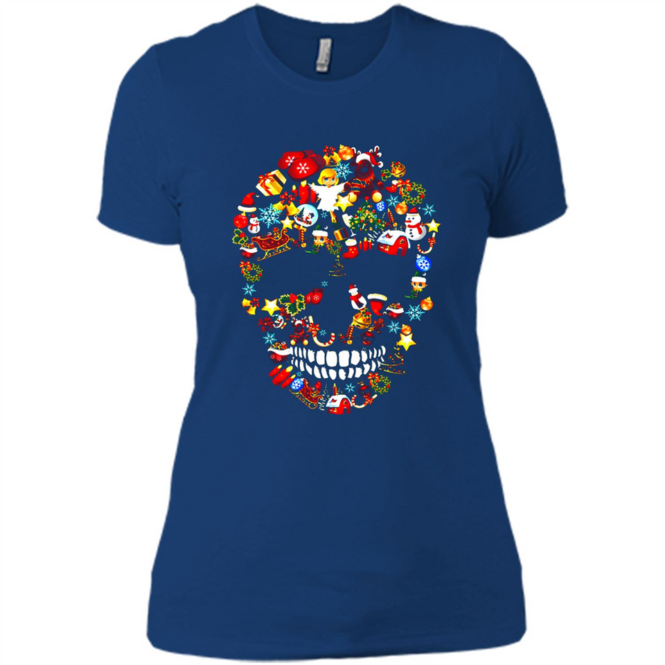 Skull Christmas Decorations Merry Xmas T-Shirt - Ladies' Boyfriend T-Shirt