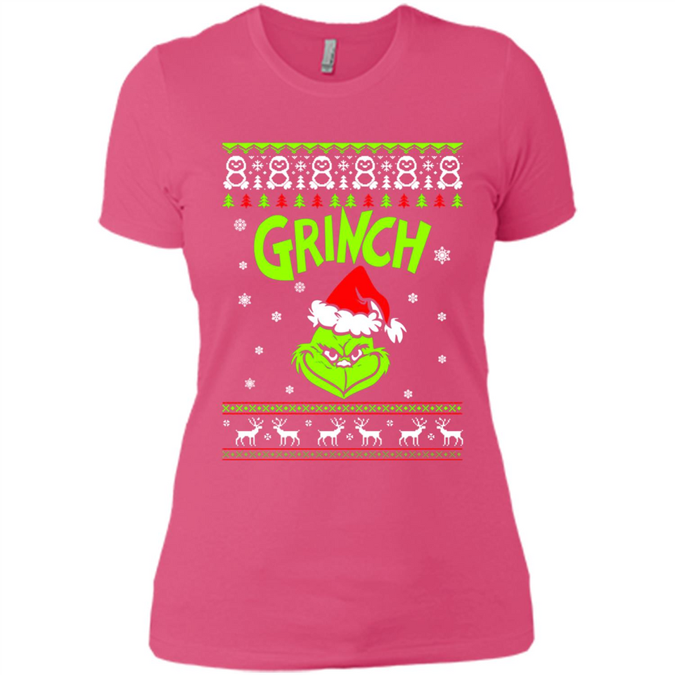 The Grinch Face Christmas - Ladies' Boyfriend T-Shirt