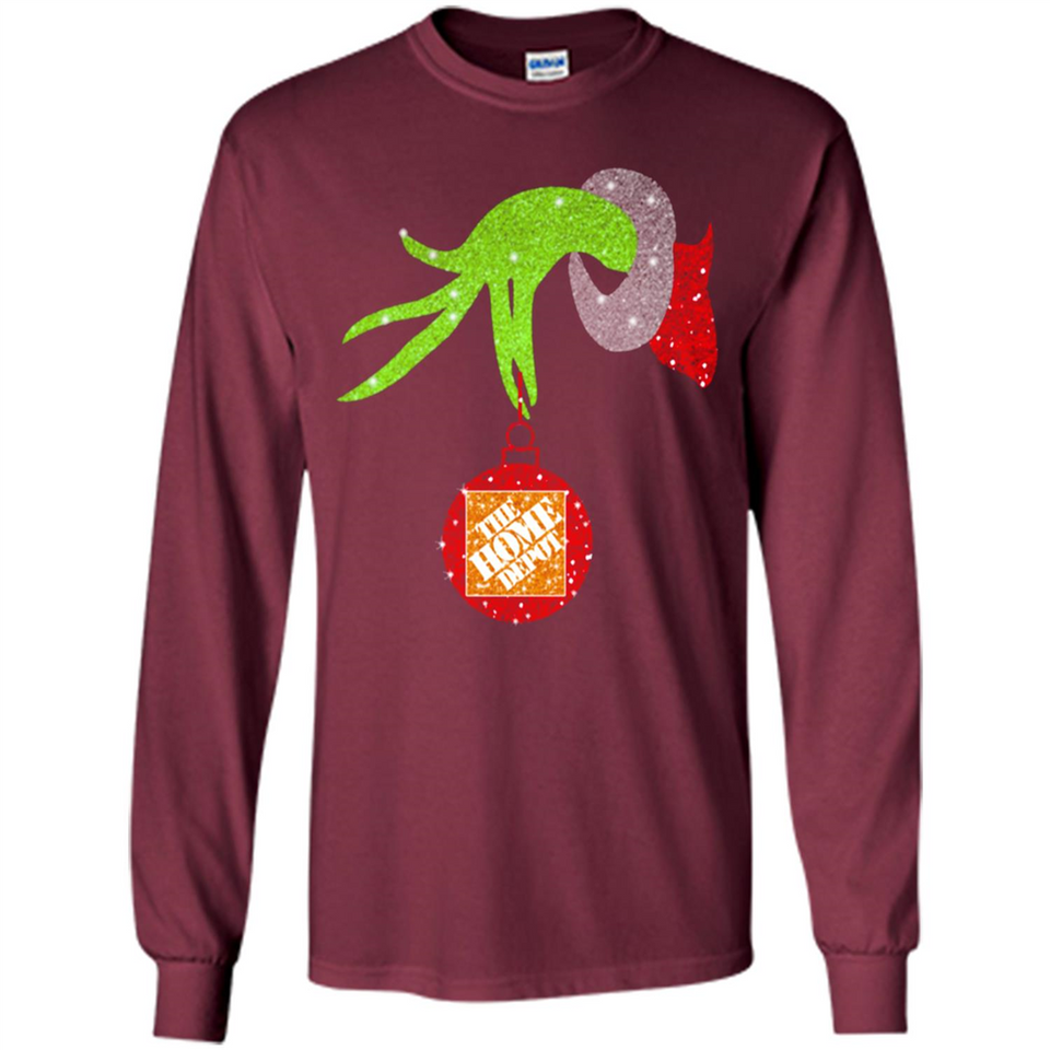 Grinch hand holding Logo HomeDepot Glitter Christmas - Long Sleeve T-Shirt