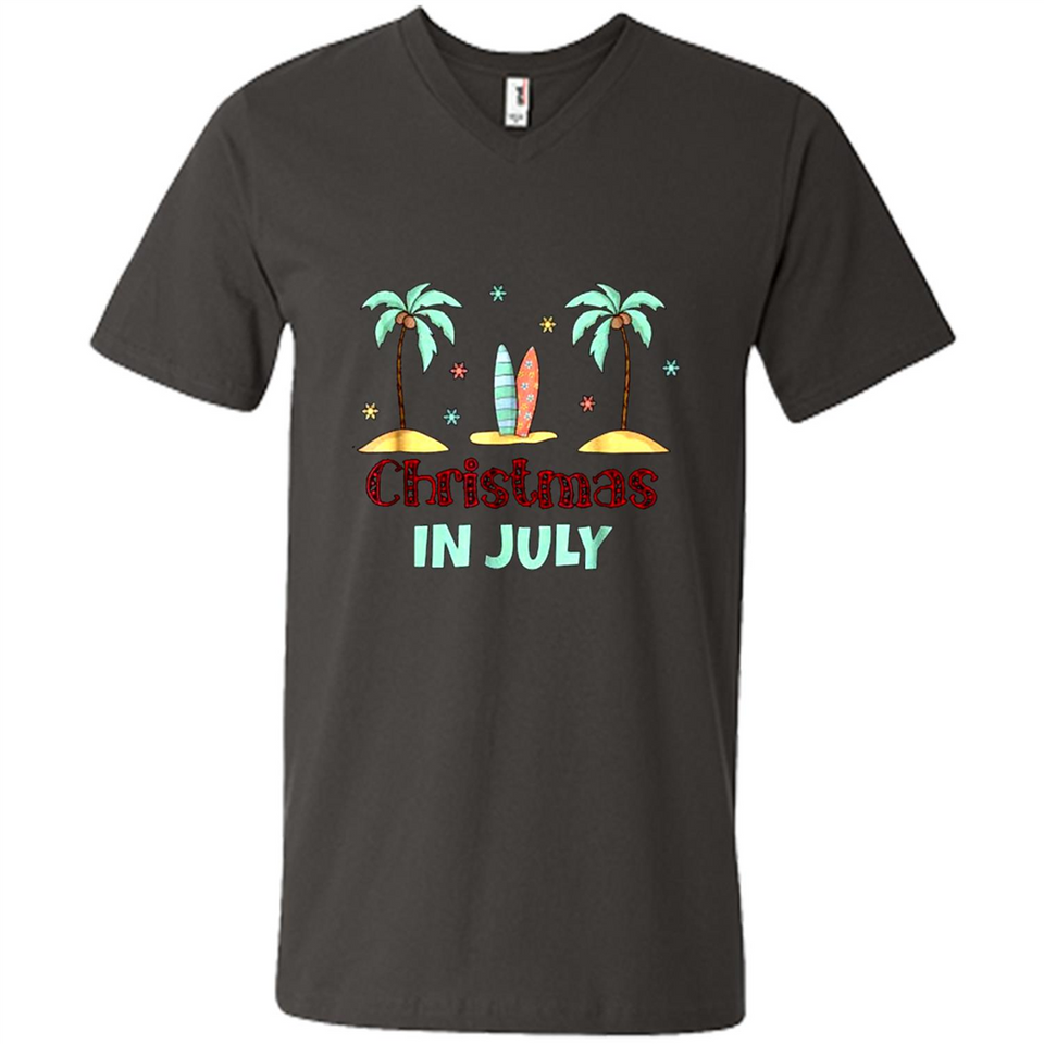 Christmas In July Shirt Surfing Palm Trees Surfboard - Men's V-Neck