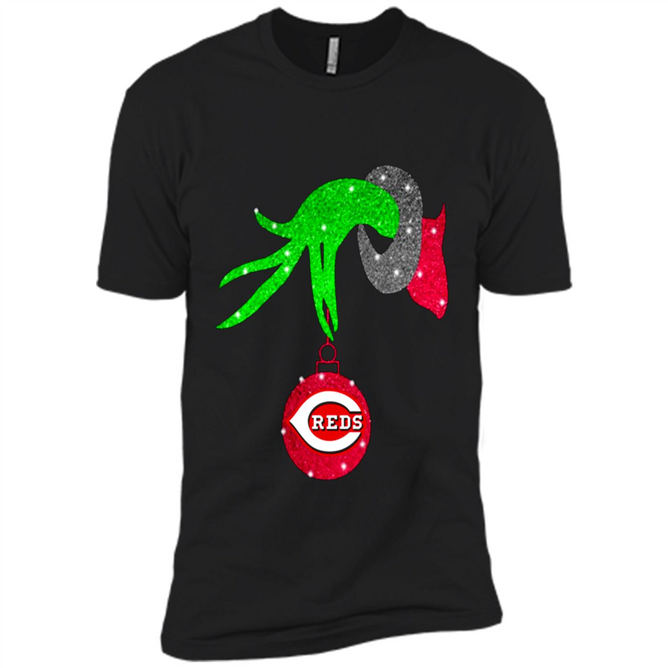 GRINCH HAND HOLDING CINCINNATI REDS GLITTER CHRISTMAS PINGPONG