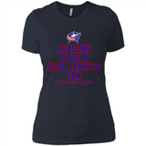 Reasons to be a Columbus Blue Jackets Fan Complete List on Back - Ladies' Boyfriend T-Shirt